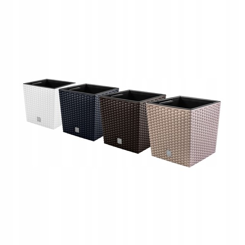 Square rattan effect plant pot - effect,