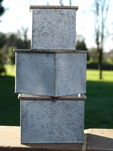 Square zinc planter plant - zinc, pot