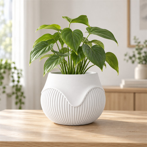 Wavy ribbed planter - planter, pot