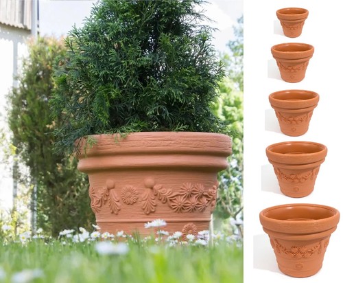 Terracotta effect plant pot - terracotta,