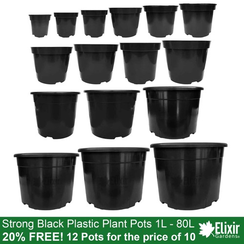 Black plastic pots 12 for - plastic,