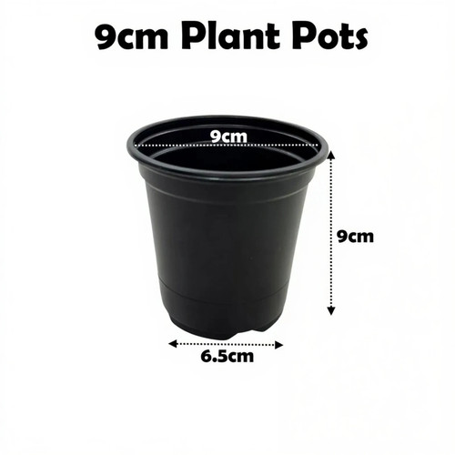 9cm plant pots black plastic - 9cm,